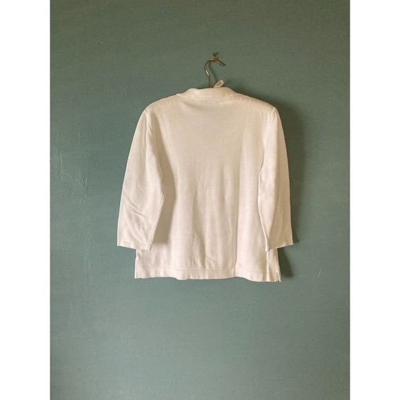 Splendor! women's v-neck collared long sleeve white pull over sweater size large - Picture 3 of 4